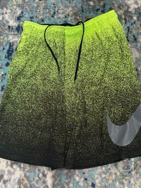 Nike men's Neon Green to Black Gradient Athletic Shorts